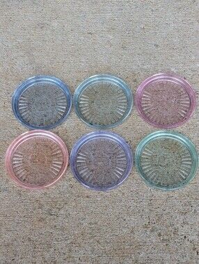 Tupperware Acrylic Coasters 1671 Set of 6 Colorful Pastel Prism